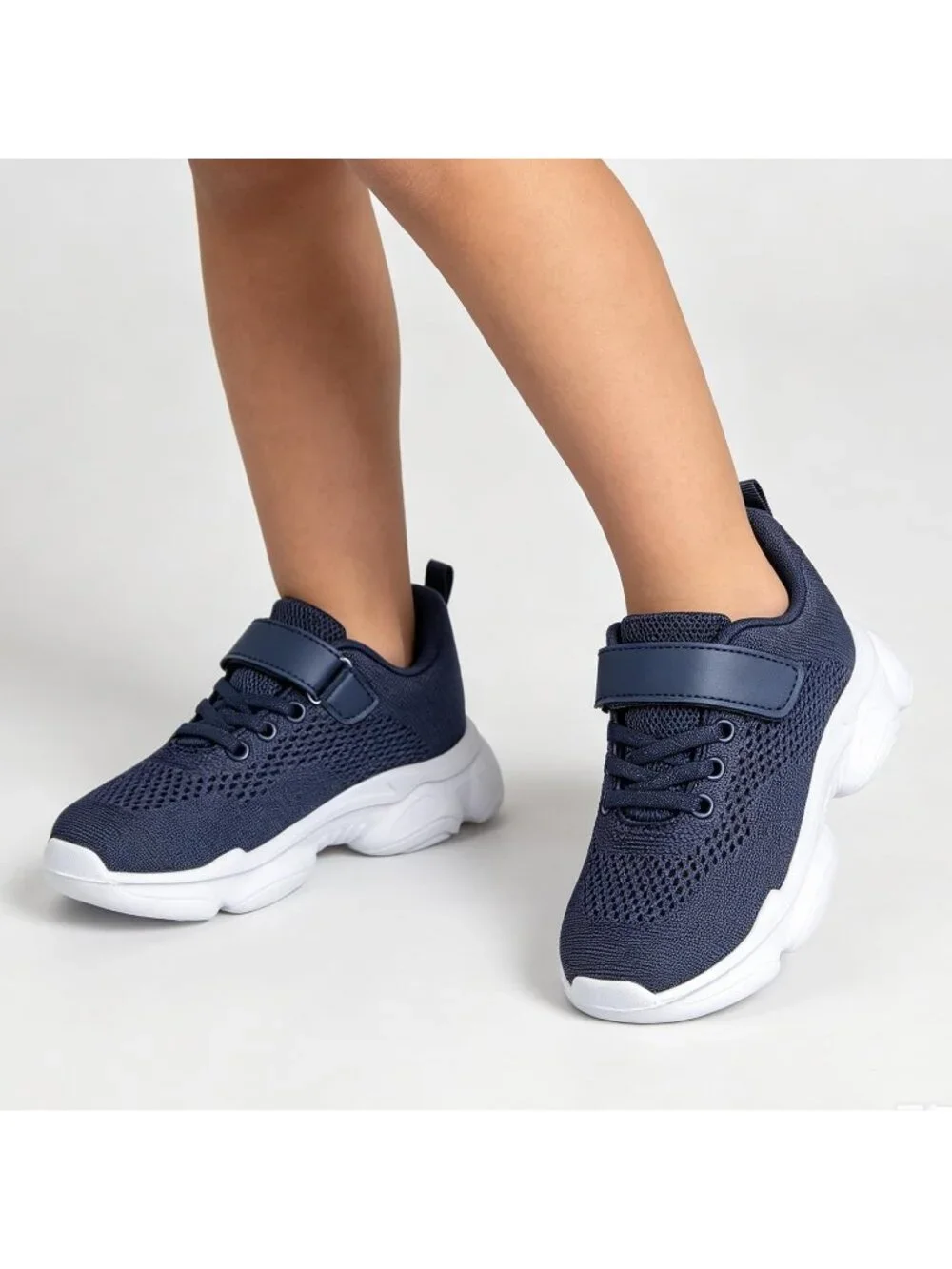 Kids Blue Mesh Shoes Toddler Boys Girls Running Sports Strap Breathable Sneakers